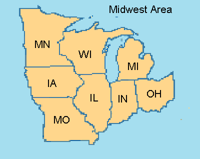 Mid west area map